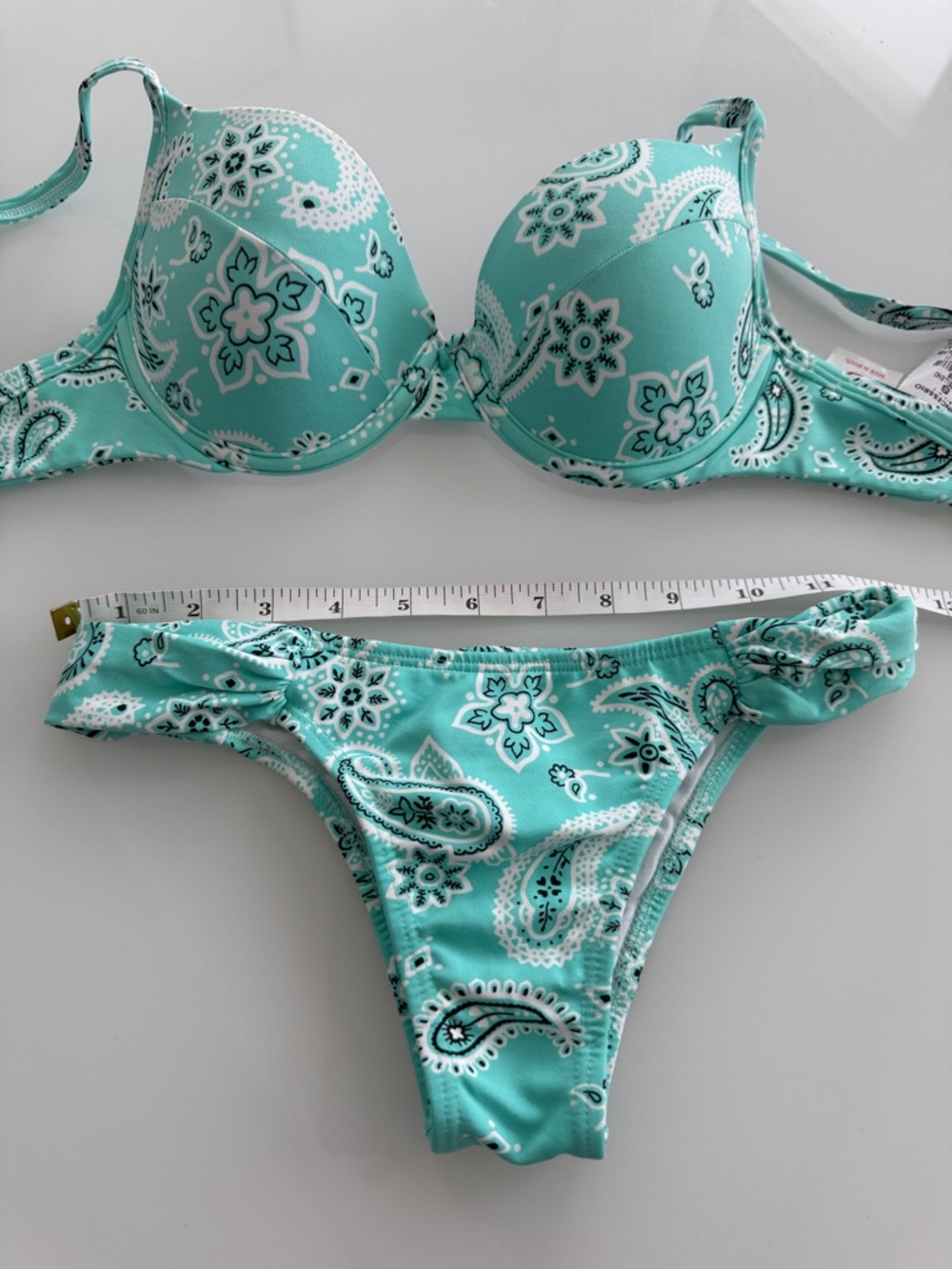 Women’s Mint Paisley Push-Up Bikini Set